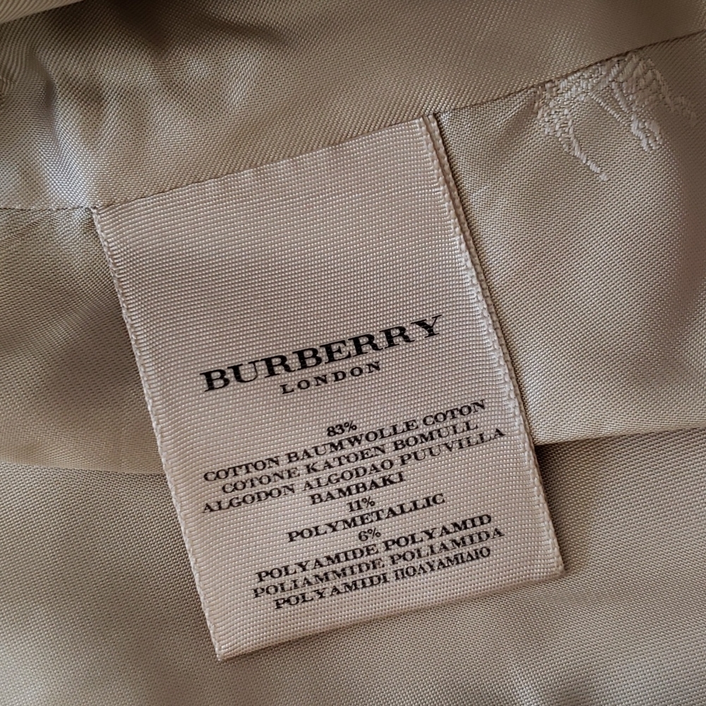 BURBERRY GOLD SHIMMER METALLIC CHECK PLAID TRENCH COAT - Picture 12 of 16